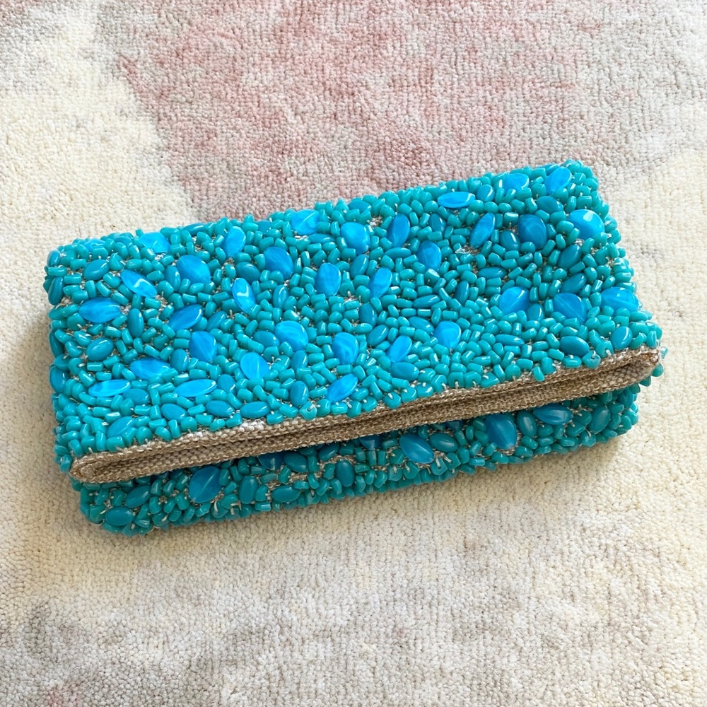 Banana Republic Turquoise Beaded Clutch
